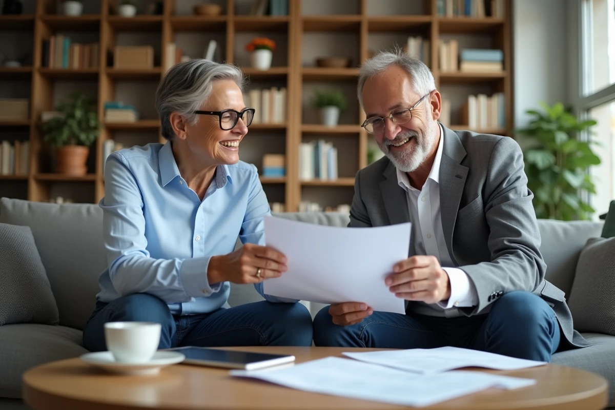 Homme expliquant des formulaires fiscaux à une femme