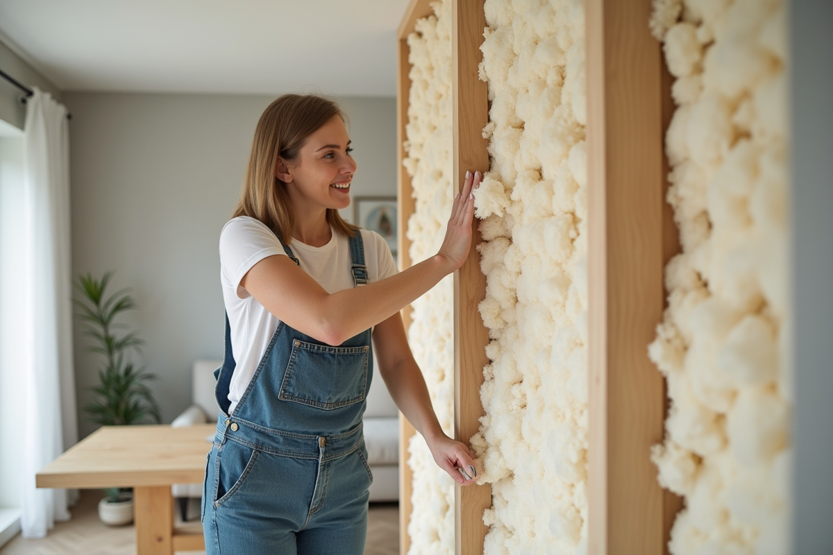 Jeune femme installant de l