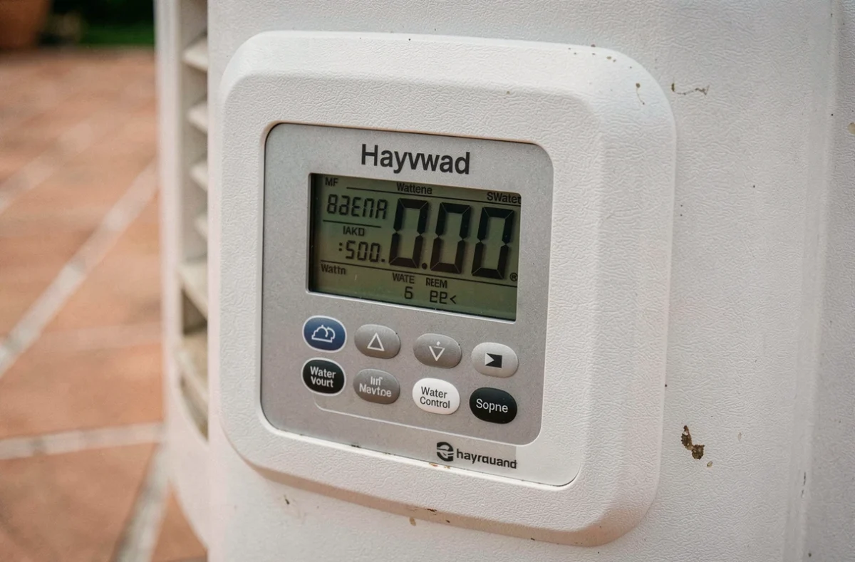 Panneau de contrôle numérique d'une pompe à chaleur Hayward pour réglage de température